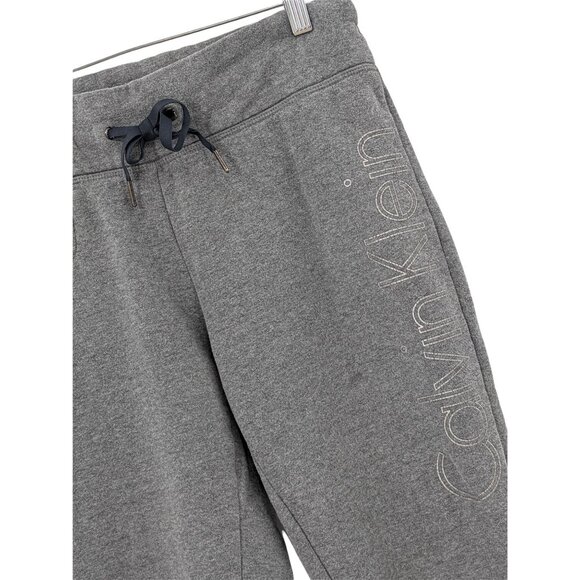 Calvin Klein Cropped Sweatpants Womens S Gray Spell Out Athleisure Casual Lounge - Picture 3 of 5